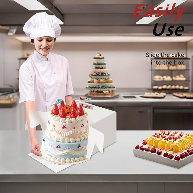Packpal 10PACK 10x10x10 Cake Boxes with Window For multi-tier Cake, Tall White Cake Boxes for Transporting & Displaying For Wedding, Birthday, Valentines Day Desserts, and Gifts - Image 4